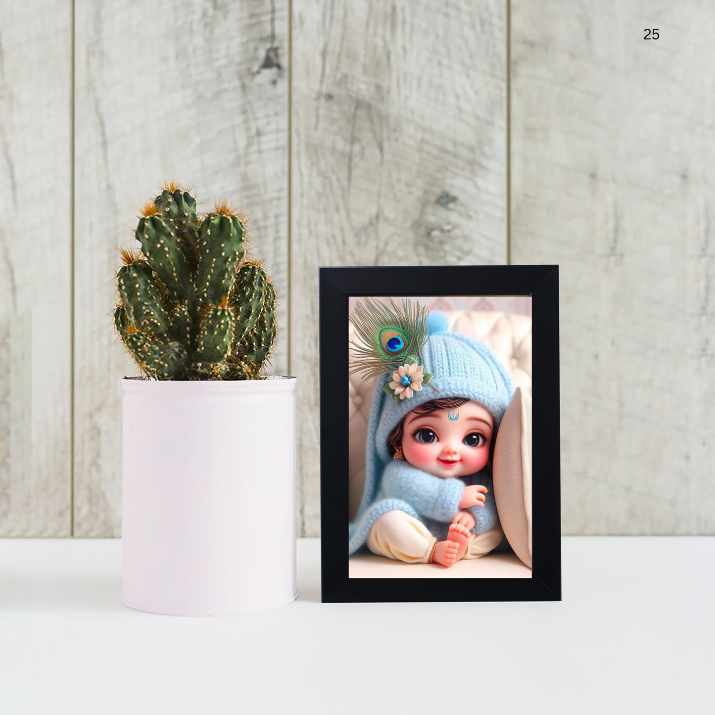 Baby Krishna Photo Frame | Shri Bal Gopal Painting for Pregnant Women | Kanha Ji Poster | Laddu Lord Makhan Chor | Walls Home Bedroom Living Room Decoration Gift.
