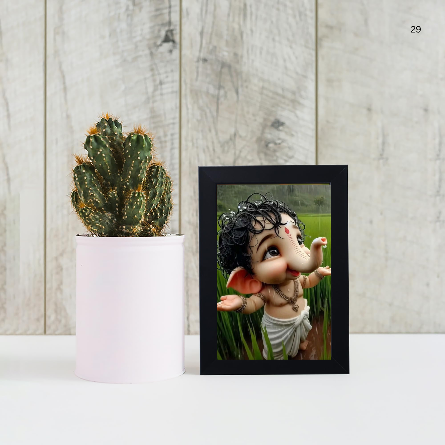 Lord Ganesha Ji Photo Frame for Wall and Pooja, Poster for Pooja, Religious Framed Painting, Laminated God Photo Frames, Wall Decor Photo Frame