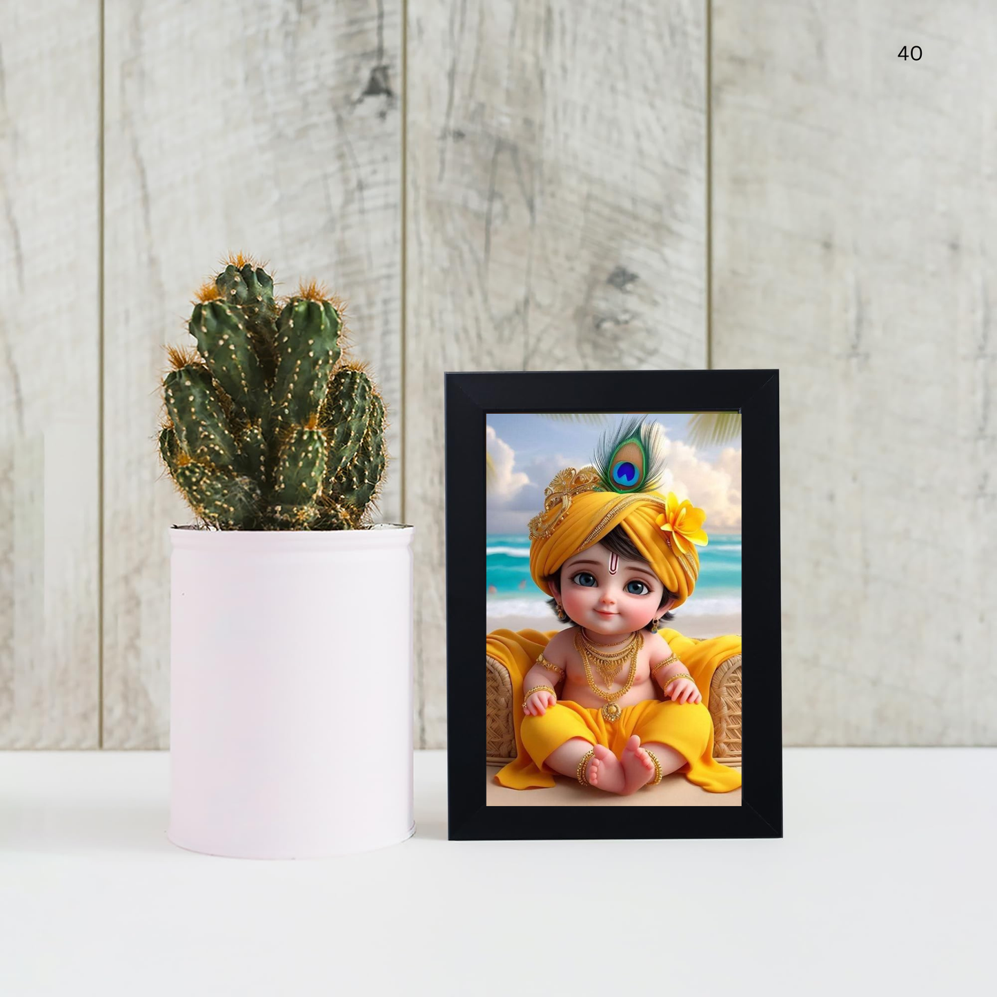 God Baby Krishna Photo Frame Home Pooja Room Wall Living Room Bedroom Gift Multcolored