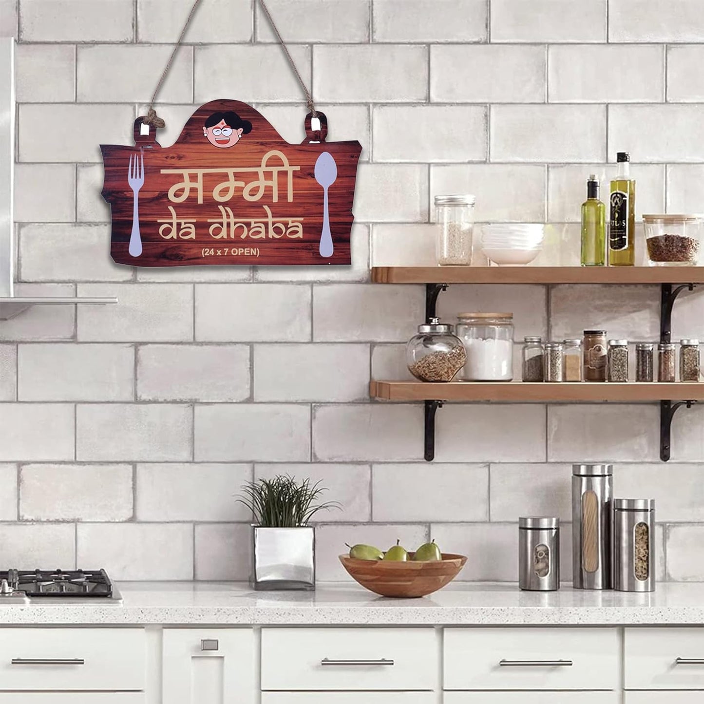 Mummy Da Dhaba Wall Hanging Homely Engineered Wood Decor