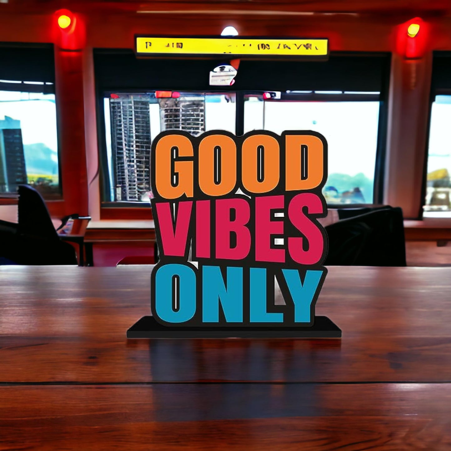 Good Vibes Only Table Decor Engineered Wood Inspirational Quote