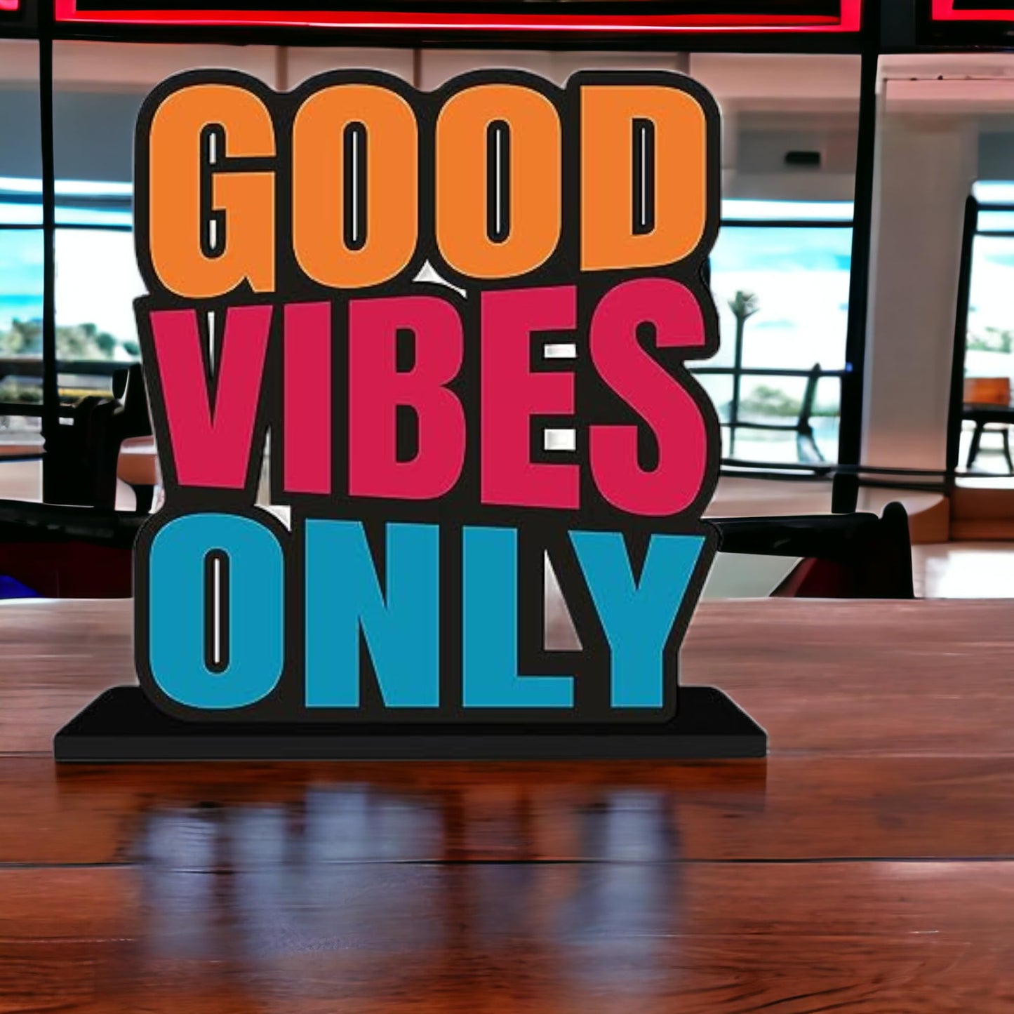 Good Vibes Only Table Decor Engineered Wood Inspirational Quote