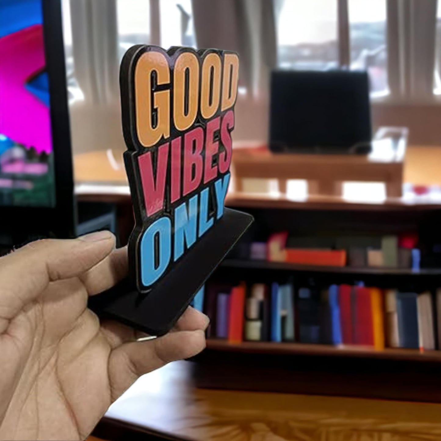 Good Vibes Only Table Decor Engineered Wood Inspirational Quote