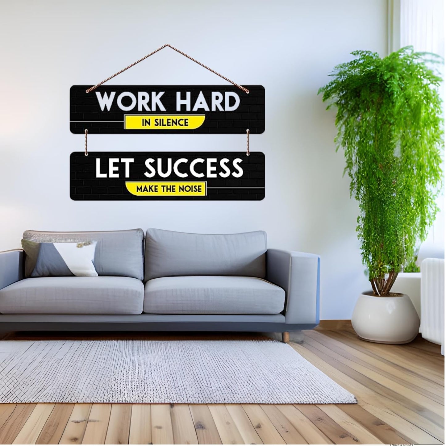 Work Hard In Silence Wall Hanging Motivational Engineered Wood Decor