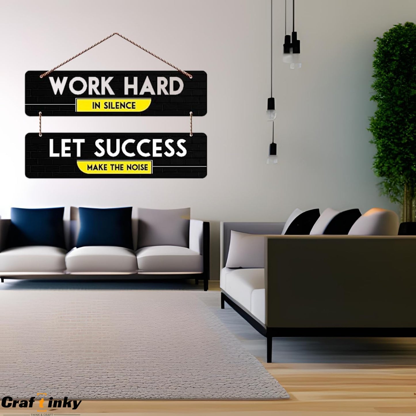 Work Hard In Silence Wall Hanging Motivational Engineered Wood Decor