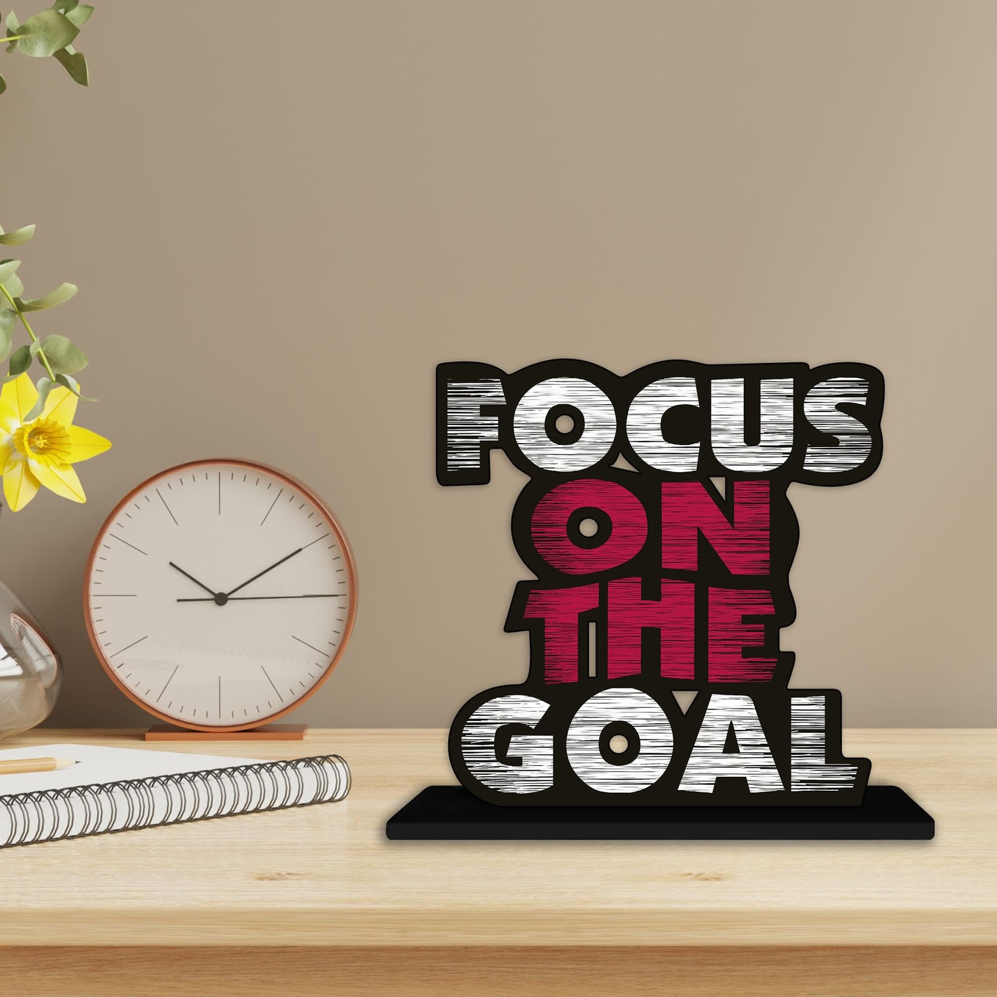 Focus on the Goal Wooden Idols And Figurine Focus On The Goal Quote Table Decor For Office Desk Showpiece | Home Decoration | Living Room | Modern Gifting Item