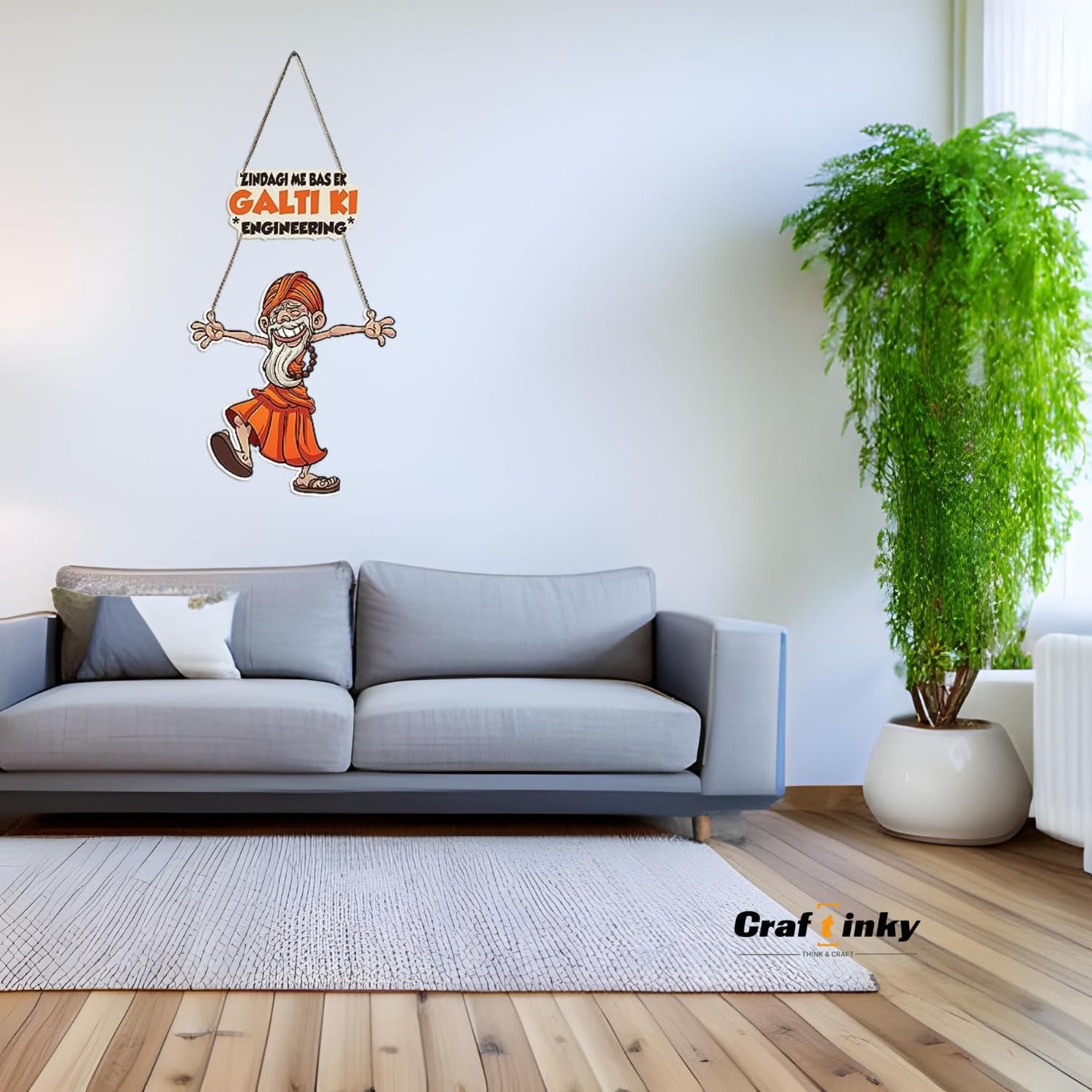 Baba Design Wall Hanging zindagi Mein Bas Ek Galti Ki Engineering Quote Humorous Decor