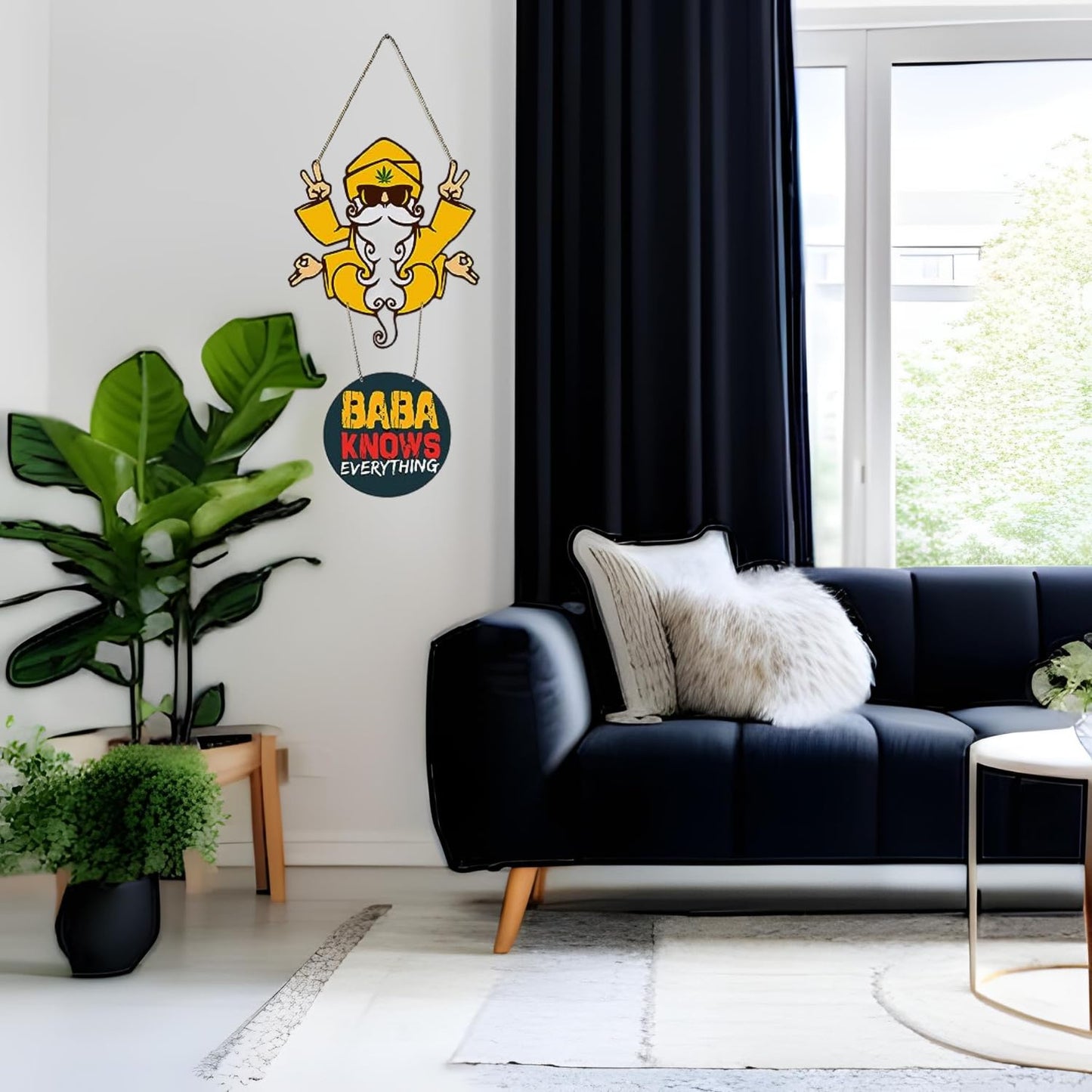 Baba Knows Everything Wall Hanging Quirky Engineered Wood Decor