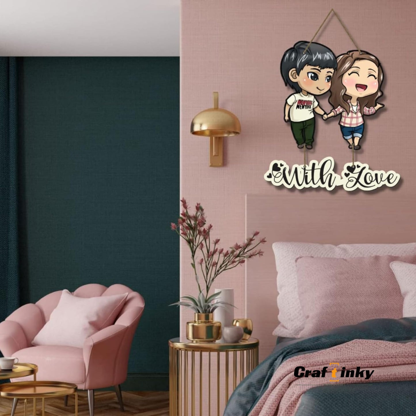 Boy & Girl Couple Wall Hanging Elegant Engineered Wood Decor For Your Home