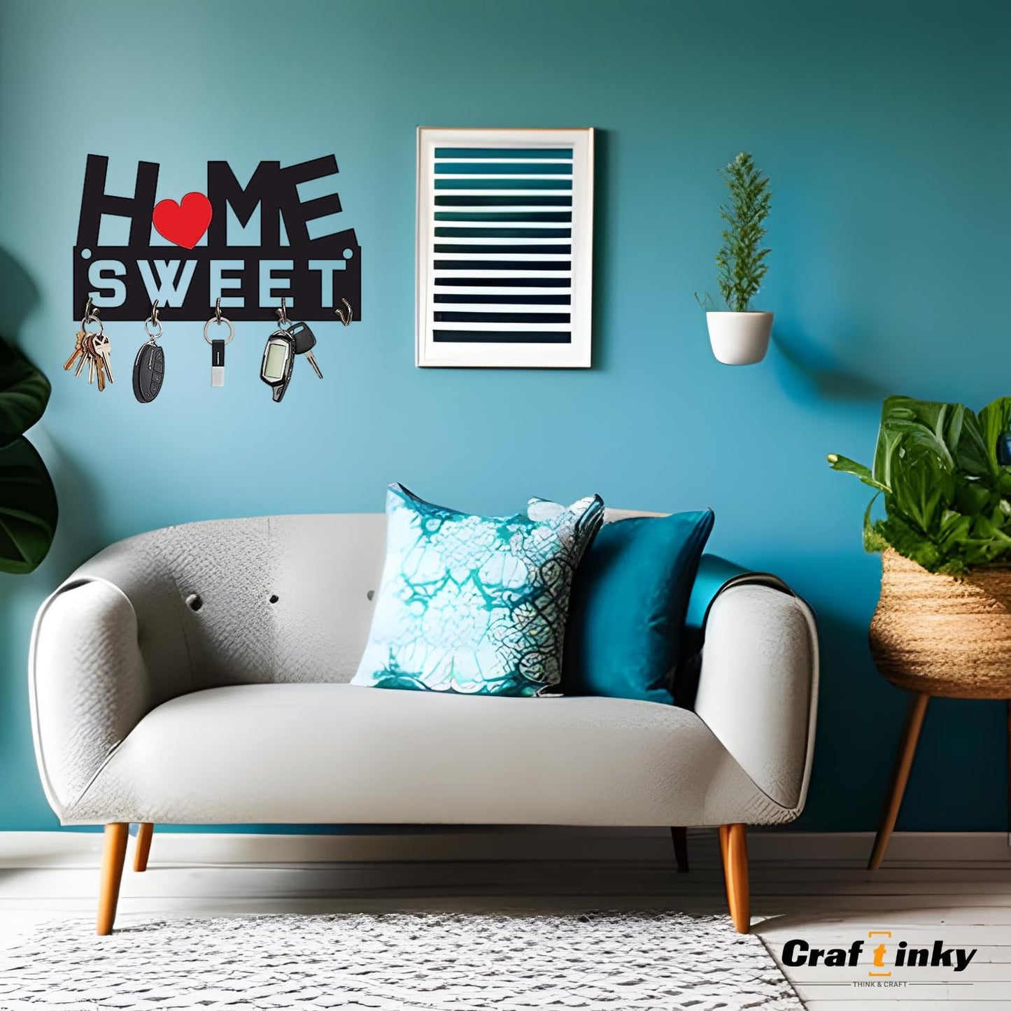 Home Sweet Design Key Holder With Inspirational Quote Engineered Wood Wall Organizer