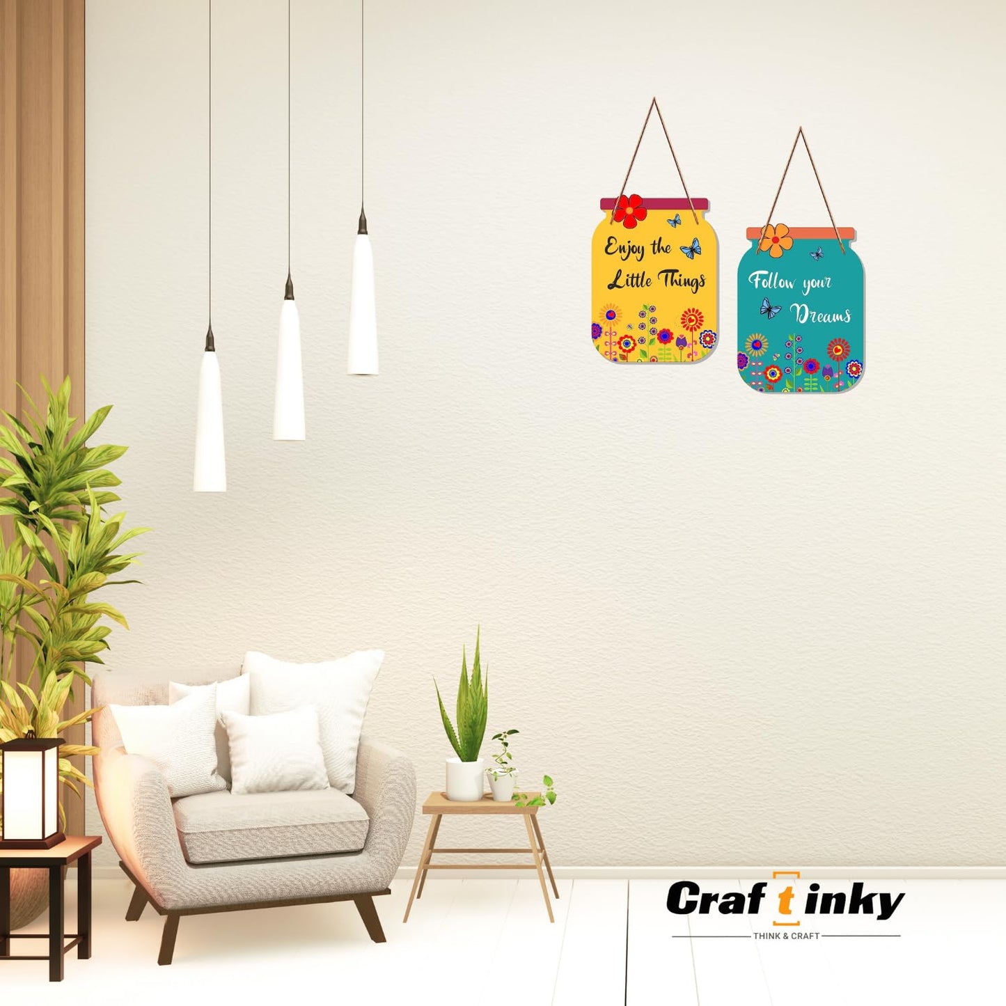 Matka Design Wall Hanging enjoy The Little Things Rustic Engineered Wood Decor
