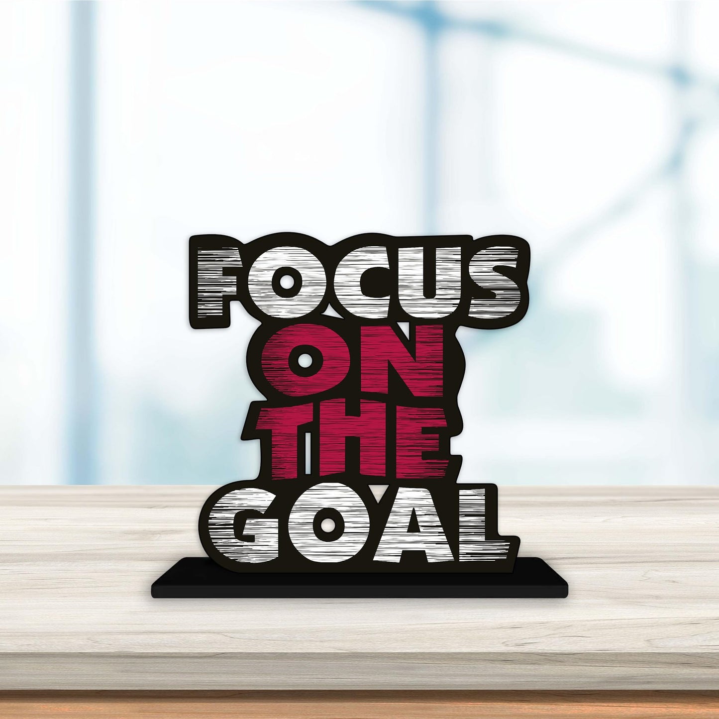 Focus on the Goal Wooden Idols And Figurine Focus On The Goal Quote Table Decor For Office Desk Showpiece | Home Decoration | Living Room | Modern Gifting Item