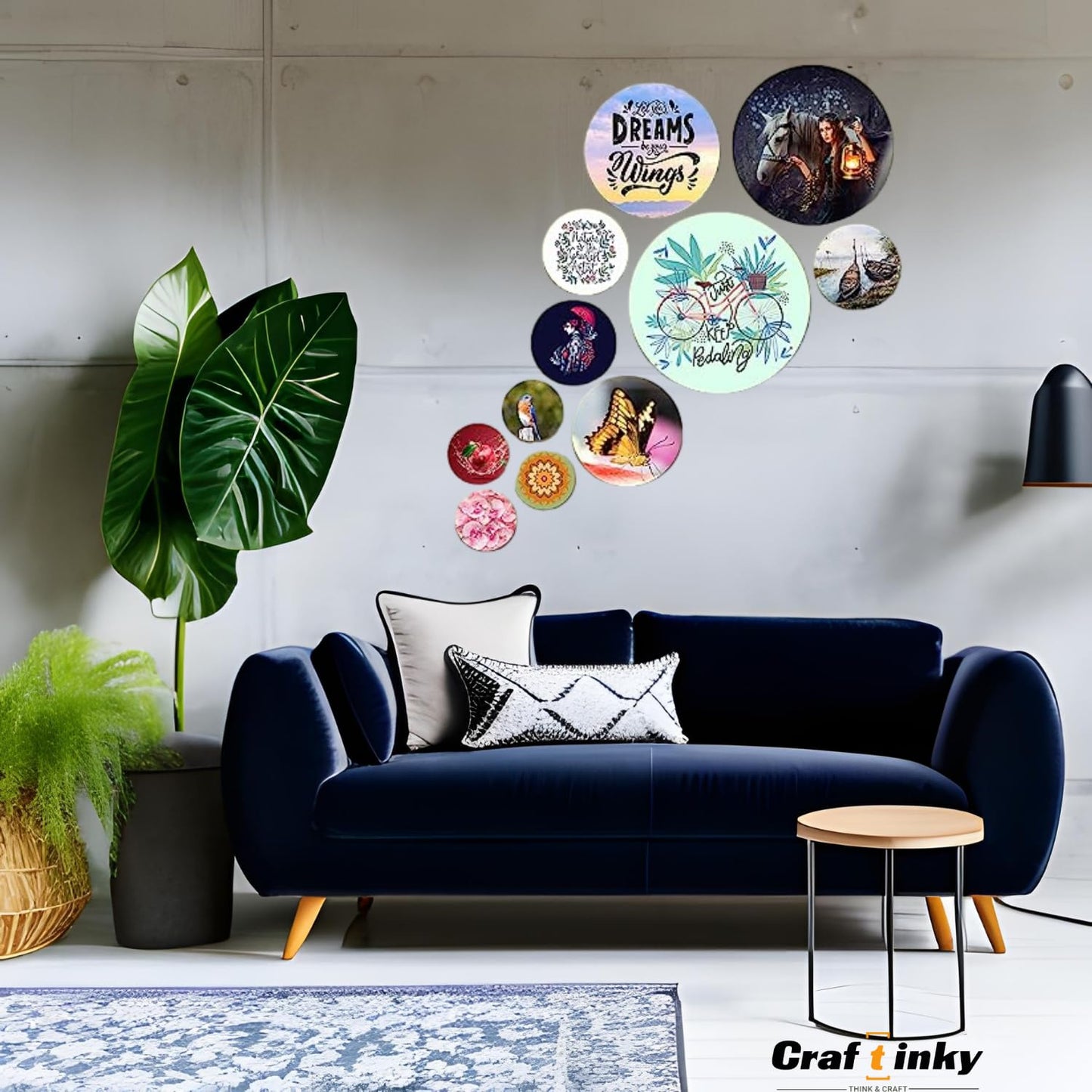 Bird Theme Wall Hanging Set Just Keep Pedaling 11 Piece Round Decor