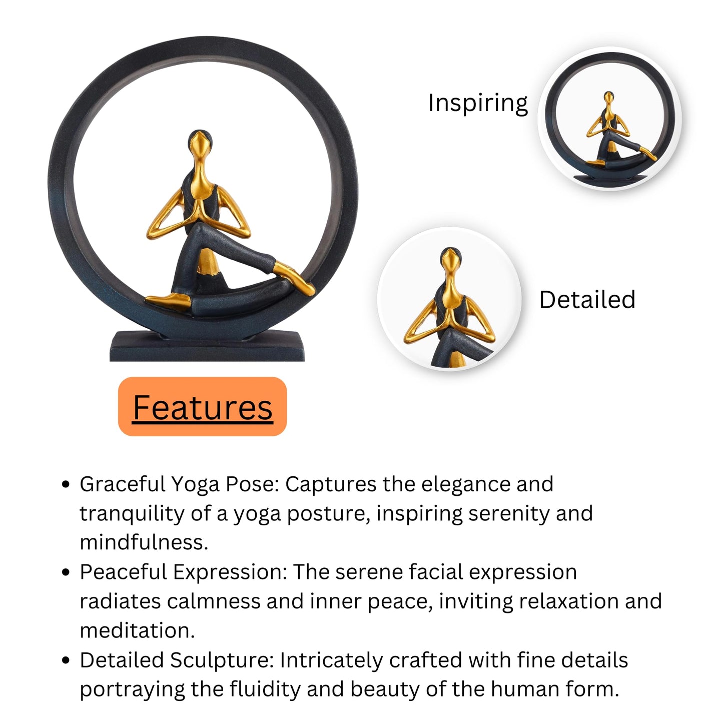 oga Posture Showpiece Statue | Sculptured Lady Poly Resin Figurine for Yoga Studio, Relaxation Corner, & Fitness Room | Yoga Art