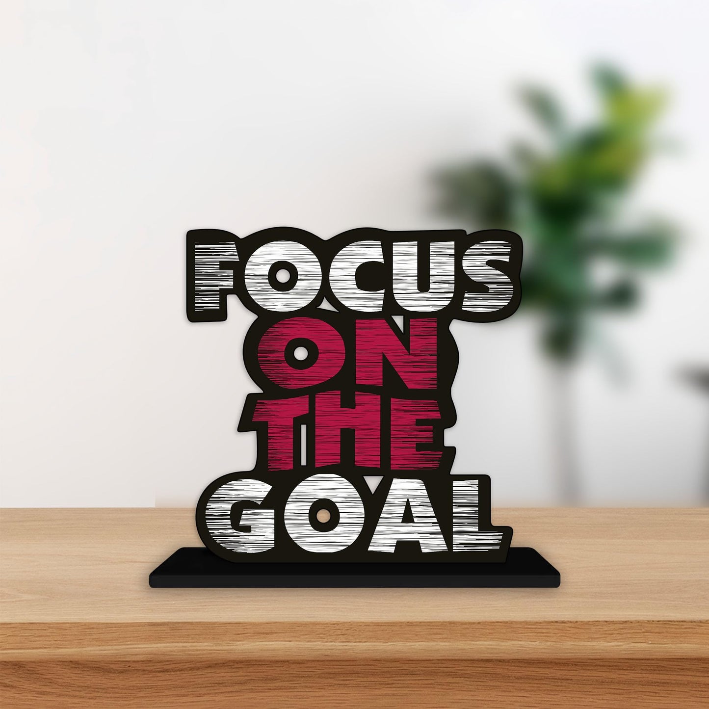 Focus on the Goal Wooden Idols And Figurine Focus On The Goal Quote Table Decor For Office Desk Showpiece | Home Decoration | Living Room | Modern Gifting Item