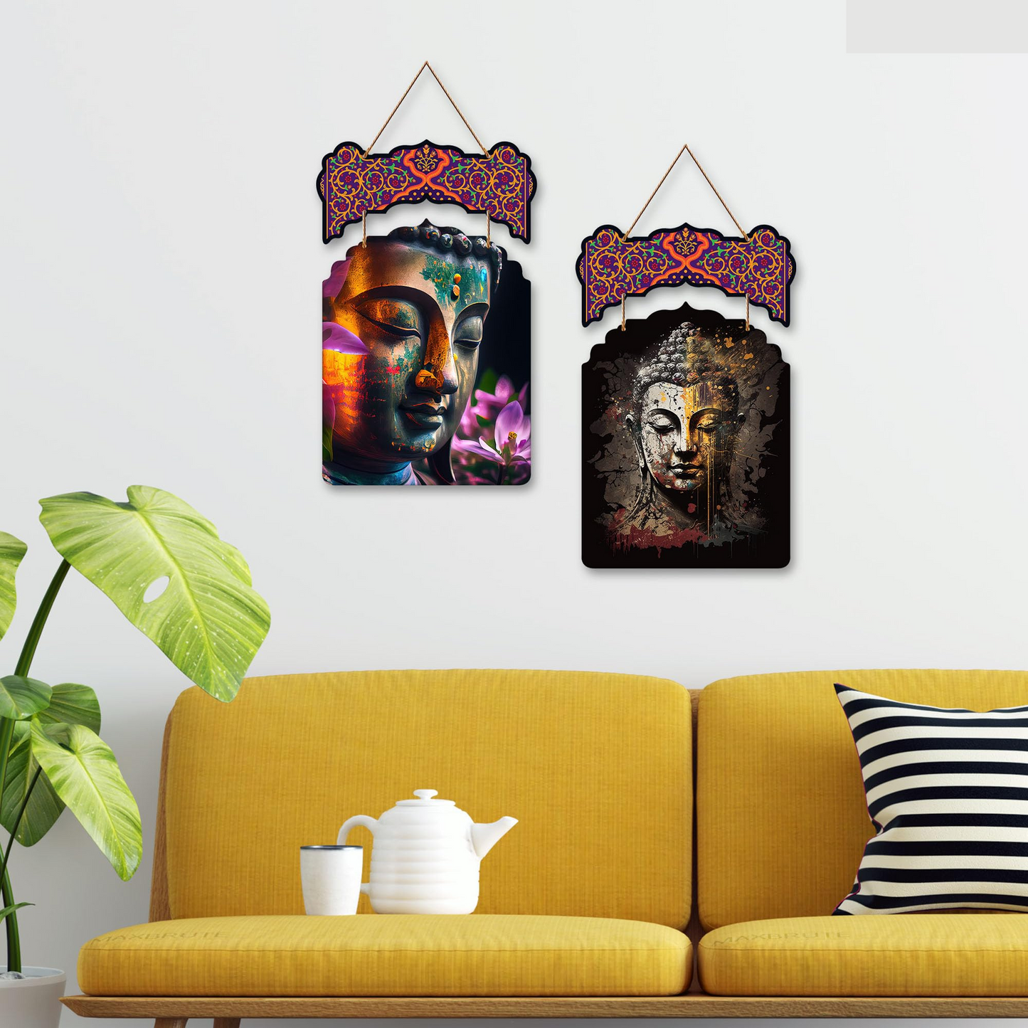 Buddha Wooden Wall Hanging Decoration Items for Home | Gifts | Bedroom | Wooden Wall Hanger | Mdf Wall Decoration for Living Room | Modern Decor Items