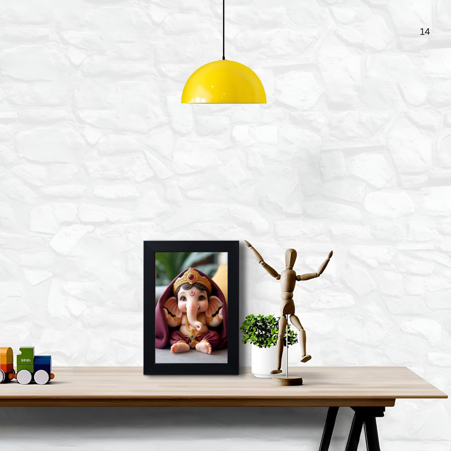Lord Ganesha Ji Photo Frame for Wall and Pooja, Poster for Pooja, Religious Framed Painting, Laminated God Photo Frames, Wall Decor Photo Frame