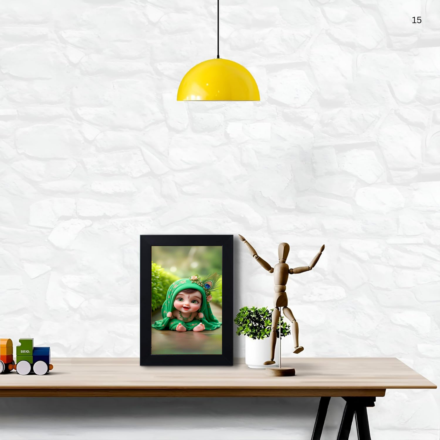 Baby Krishna Photo Frame | Shri Bal Gopal Painting for Pregnant Women | Kanha Ji Poster | Laddu Lord Makhan Chor | Walls Home Bedroom Living Room Decoration Gift.