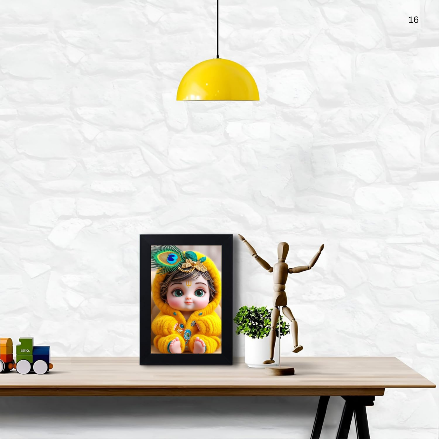 Baby Krishna God Wall Photo Frame for Home Decor Bedroom Pooja Room,Kids Room, Living Room