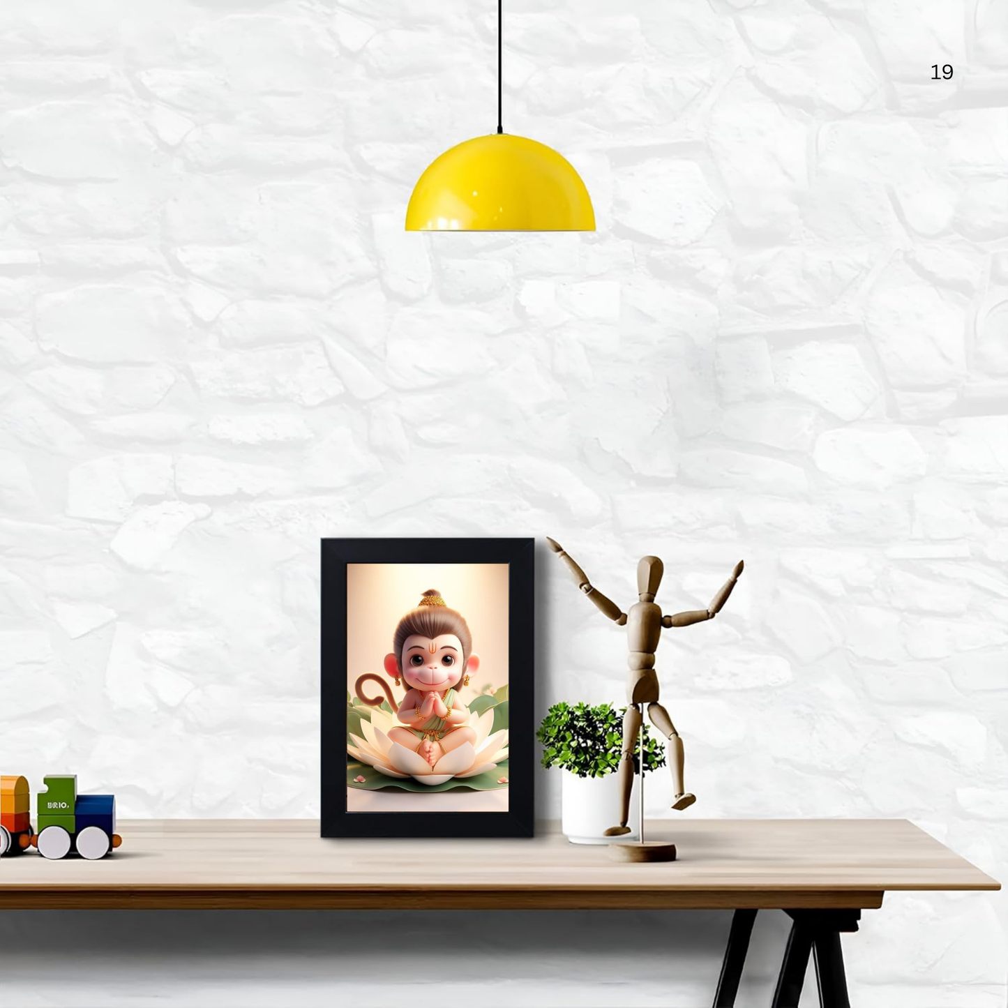 Wood Hanuman Ji Photo Wall Hanging Home Décor Panchmukhi Hanuman Photo Wall Decoration