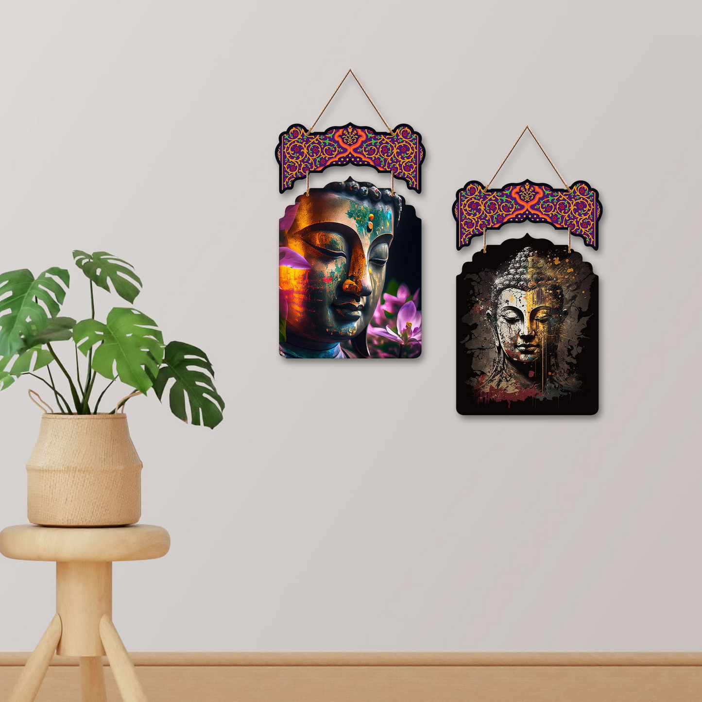 Buddha Wooden Wall Hanging Decoration Items for Home | Gifts | Bedroom | Wooden Wall Hanger | Mdf Wall Decoration for Living Room | Modern Decor Items