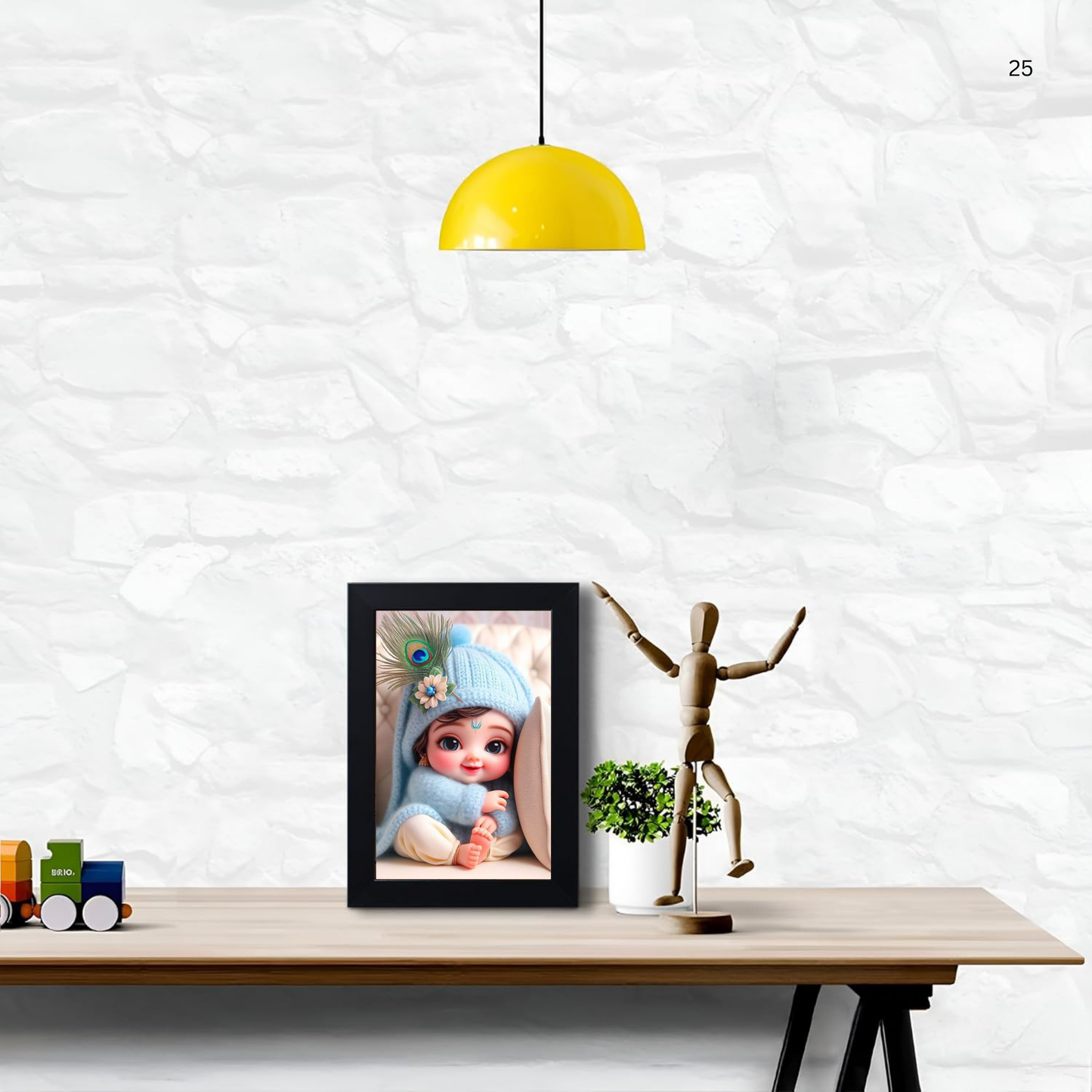 Baby Krishna Photo Frame | Shri Bal Gopal Painting for Pregnant Women | Kanha Ji Poster | Laddu Lord Makhan Chor | Walls Home Bedroom Living Room Decoration Gift.