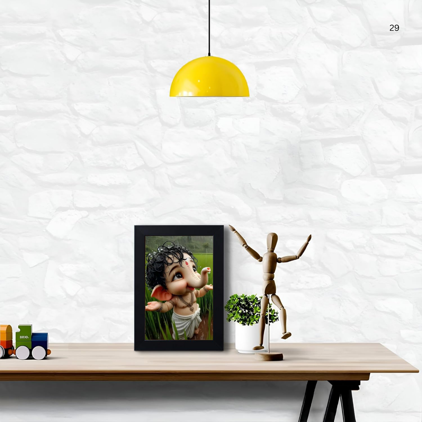 Lord Ganesha Ji Photo Frame for Wall and Pooja, Poster for Pooja, Religious Framed Painting, Laminated God Photo Frames, Wall Decor Photo Frame
