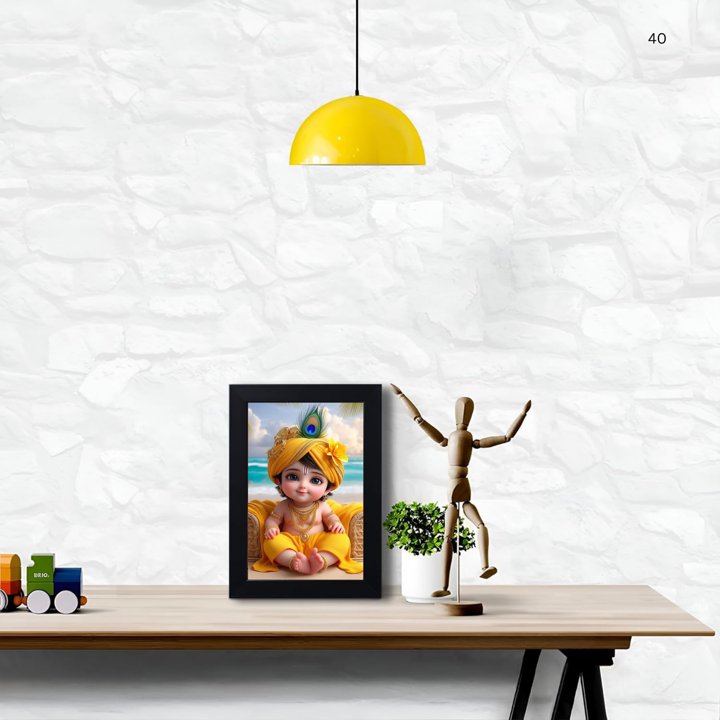 God Baby Krishna Photo Frame Home Pooja Room Wall Living Room Bedroom Gift Multcolored