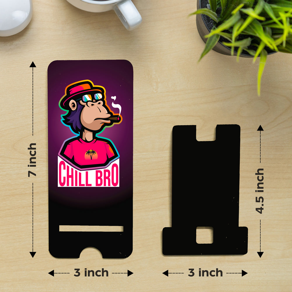 "Cool 'Chill Bro' Monkey Design Phone Stand - 3x7 Inch Portable Holder"