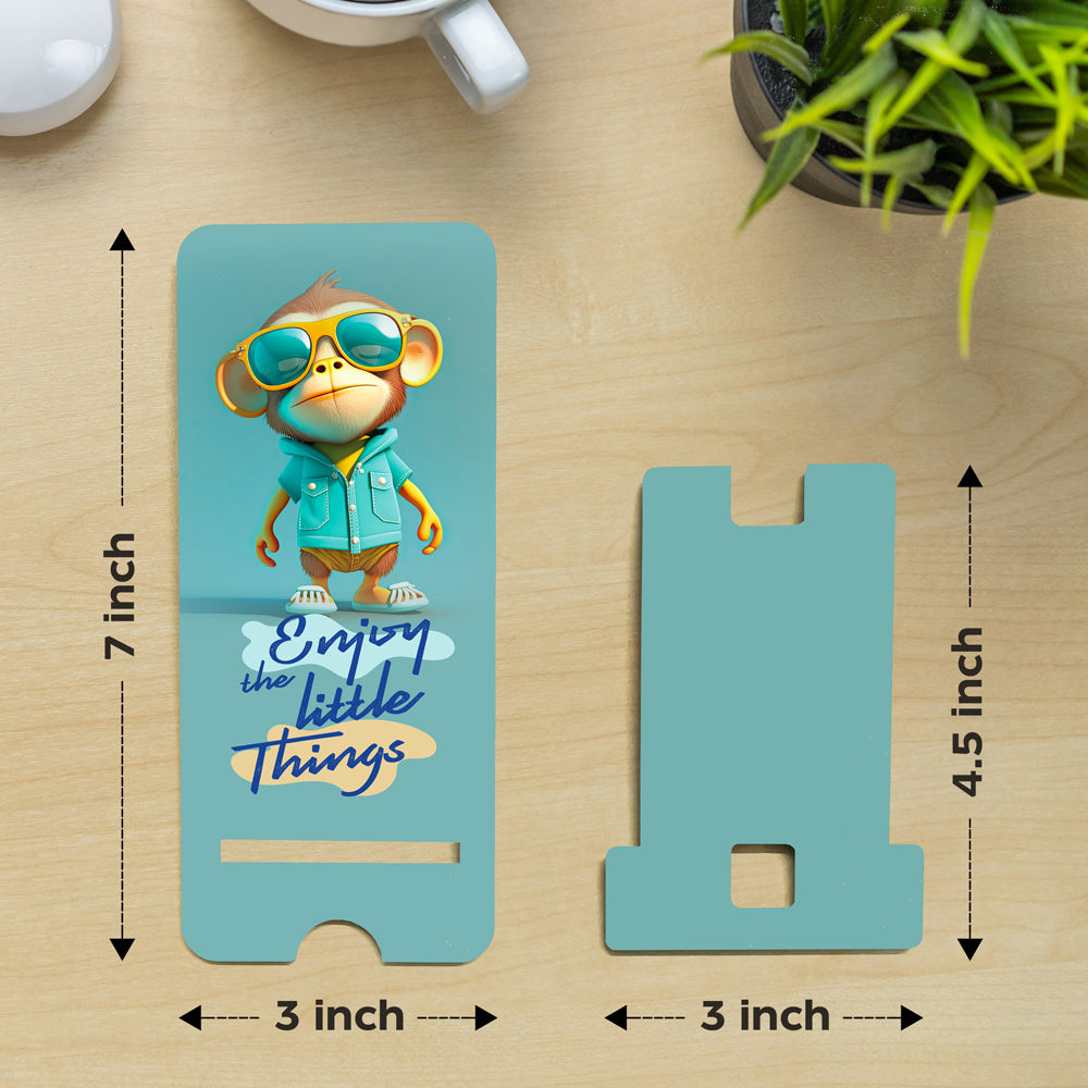 "Trendy Cool Monkey Design Phone Stand - 3x7 Inch Portable Holder"