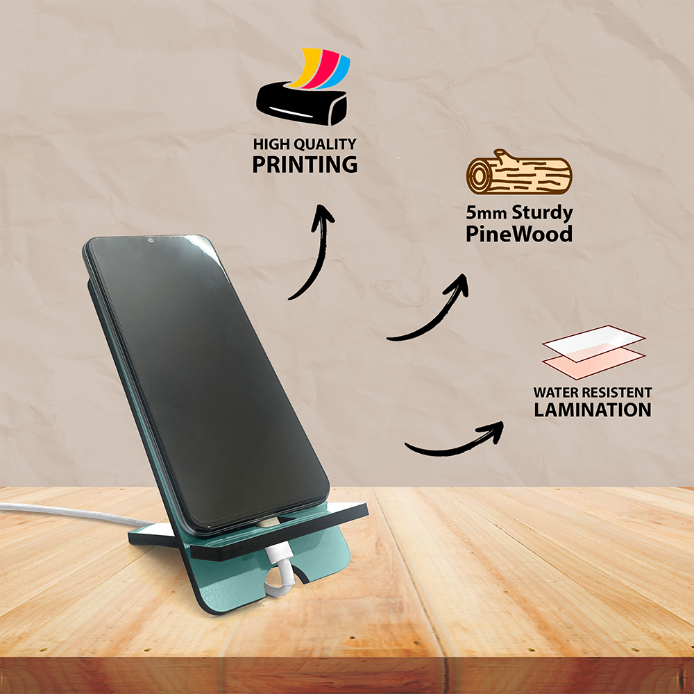 "Cool Monkey 'SAKHT LAUNDA' Wooden Phone Stand – Stylish & Durable Universal Holder"