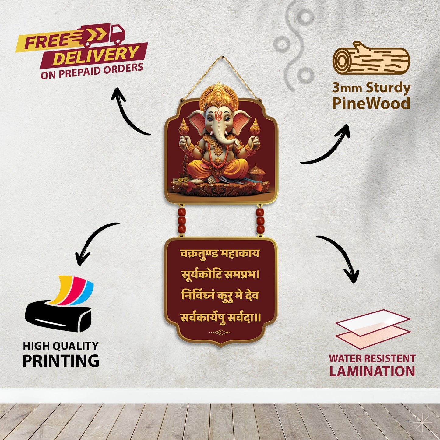 Lord Ganesha Mantra Wall Hanging