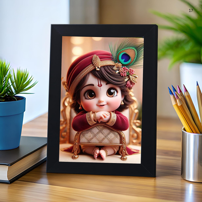 Baby Krishna God Wall Photo Frame for Home Decor Bedroom Pooja Room,Kids Room, Living Room