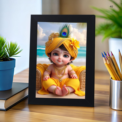 God Baby Krishna Photo Frame Home Pooja Room Wall Living Room Bedroom Gift Multcolored