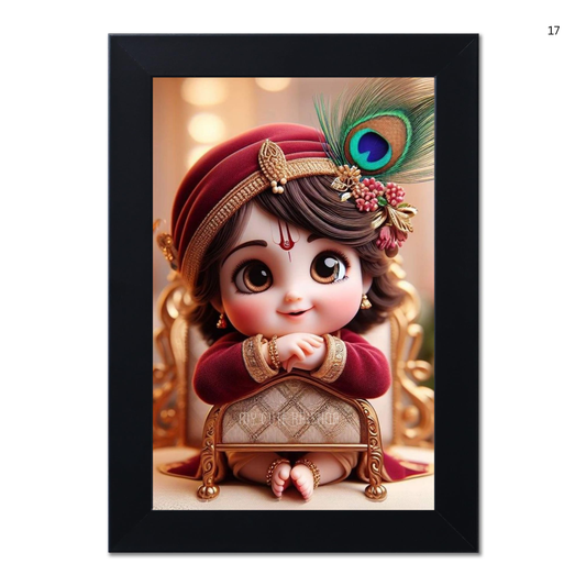 Baby Krishna God Wall Photo Frame for Home Decor Bedroom Pooja Room,Kids Room, Living Room