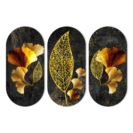 Golden Flowers and leaves Wooden Wall Hanger for Home | Office | Living Room | Gift | Modern Decoration Items | Kitchen Wall Decor