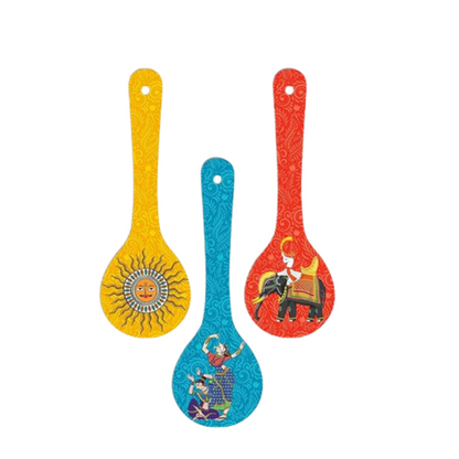 Sun Design Spoon Shape Wall Hanging Set 3 Piece Engineered Wood Decor
