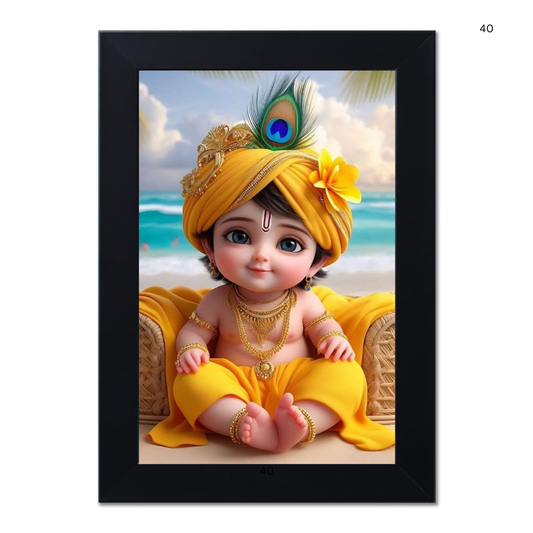 God Baby Krishna Photo Frame Home Pooja Room Wall Living Room Bedroom Gift Multcolored