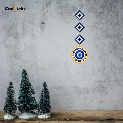 Round Evil Eye Design Wall Hanging  Engineered Wood Protective Decor
