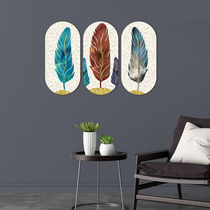 Feather Wooden Wall Hanging Decoration Items for Home | Gifts | Bedroom | Wooden Wall Hanger | Mdf Wall Decoration for Living Room | Artworks | Modern Decor Items