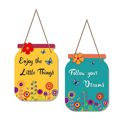Matka Design Wall Hanging enjoy The Little Things  Rustic Engineered Wood Decor