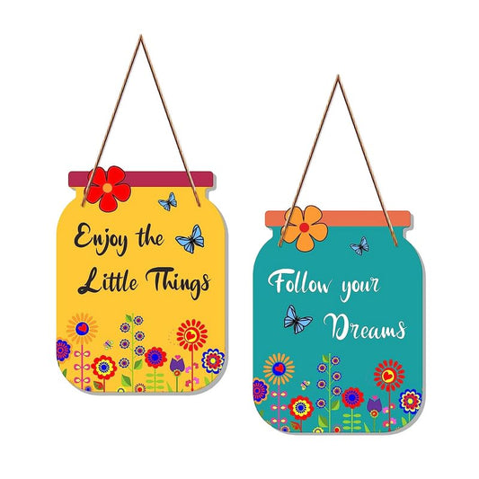 Matka Design Wall Hanging enjoy The Little Things  Rustic Engineered Wood Decor