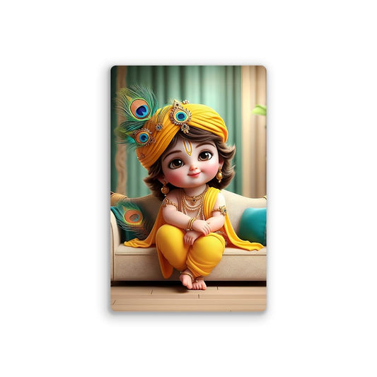 Little Lord Krishna Fridge Magnet Kitchen Decor Home Decoration Little Krishna Photo Digital Fridge Magnet Religious Return Gifts Matte Finish Refrigerator Magnet Size : 8.2 x 5.2 Cms