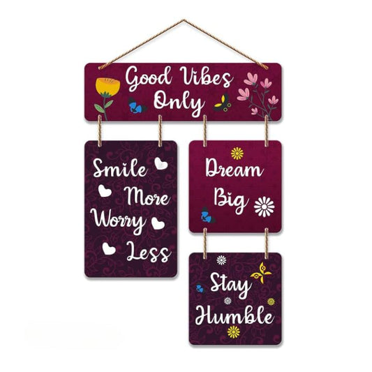 Inspirational Wall Hanging Sign Good Vibes Only with Positive Quotes for Home Decor