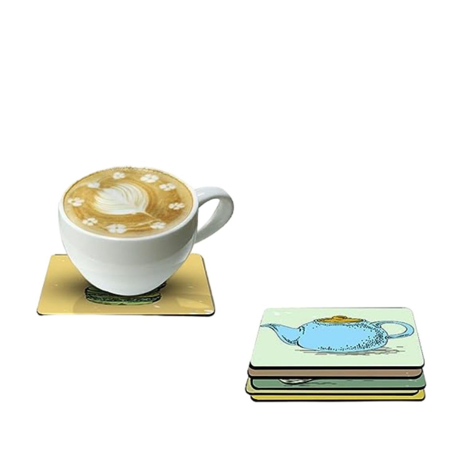 Doughnut Design Tea coffee Coaster Set  Engineered Wood Drinkware Accessories