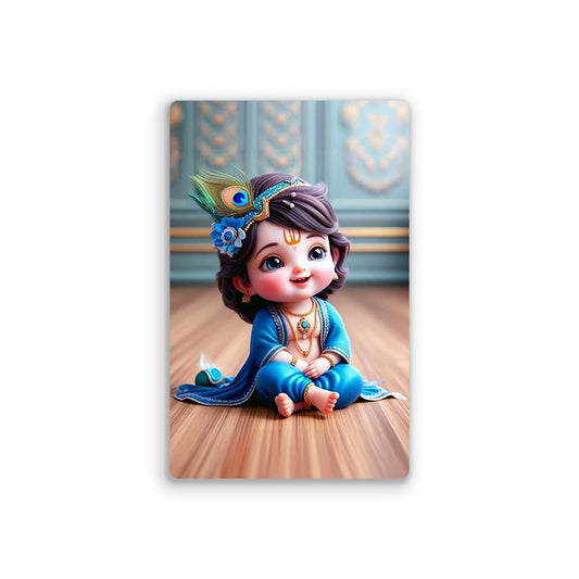 Kanha Bal Krishna Fridge Magnet Kitchen Decor Home Decoration Little Krishna Photo Digital Fridge Magnet Religious Return Gifts Matte Finish Refrigerator Magnet Size: 8.2 x 5.2 CM