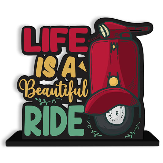 Wooden Idols And Figurine Life Is A Beautiful Ride Quotes Table Decor For Office Desk Showpiece|Home Decoration|Living Room|Modern Gifting Item