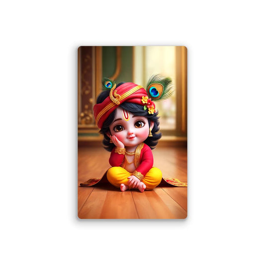 Bal Krishna Fridge Magnet Kitchen Decor Home Decoration Little Krishna Photo Digital Fridge Magnet Religious Return Gifts Matte Finish Refrigerator Magnet Size : 8.2 x 5.2 Cms