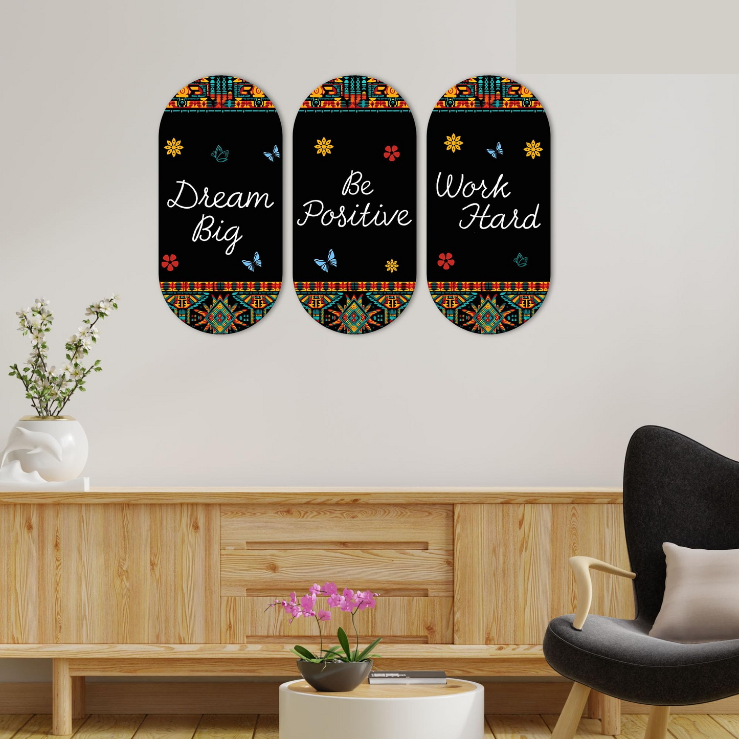 Dream Big Positive Quotes Printed Wooden Wall Hanger for Home | Office | Living Room | Gift | Modern Decoration Items | Kitchen Wall Decor