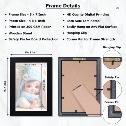 Baby Krishna Photo Frame | Shri Bal Gopal Painting for Pregnant Women | Kanha Ji Poster | Laddu Lord Makhan Chor | Walls Home Bedroom Living Room Decoration Gift.